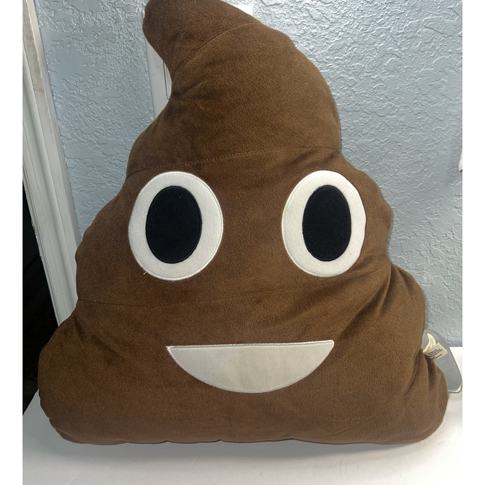 Toy Factory Pile of Poo Emoji Throw Pillow Poop Face Stuffed‎ Plush 20"x18"